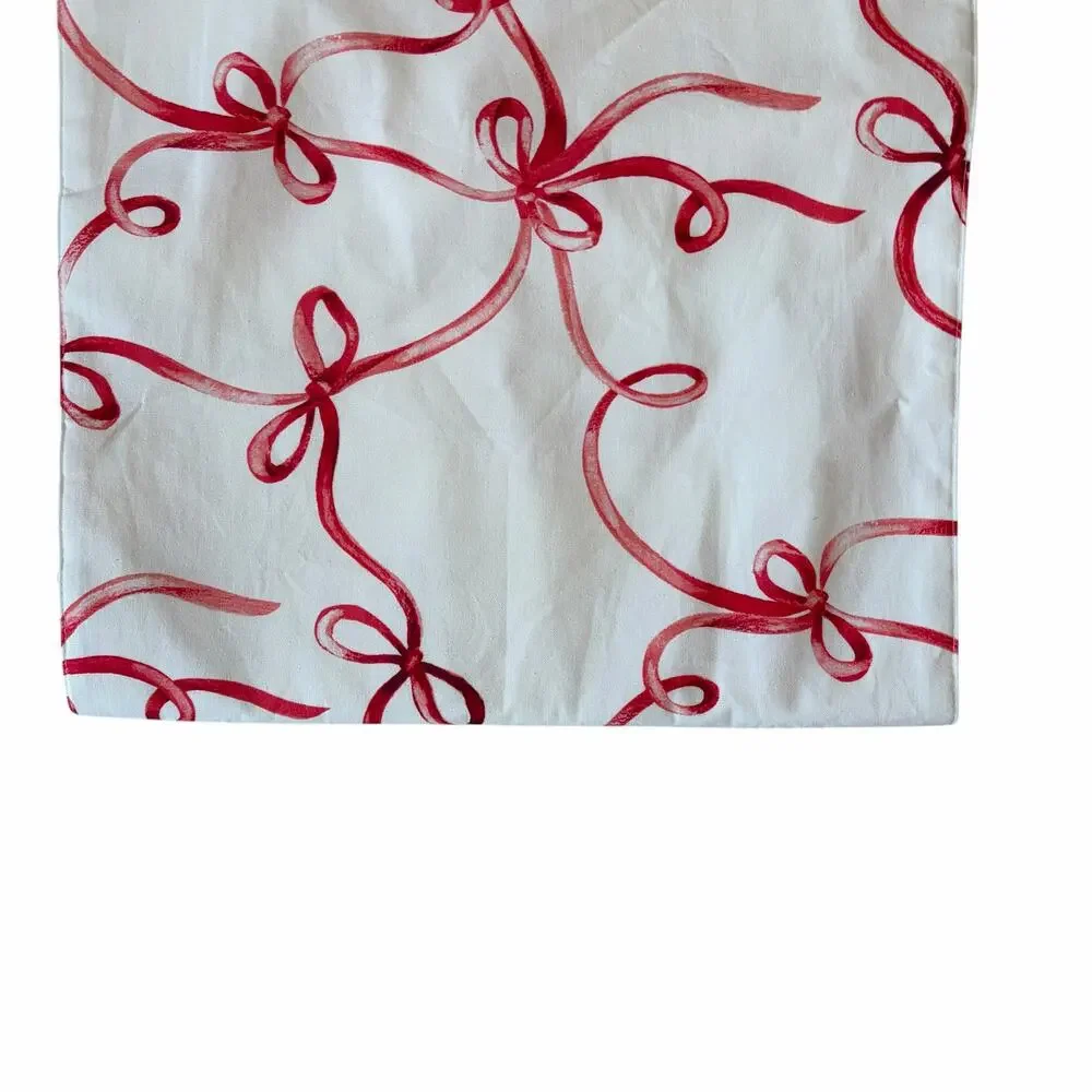 Cupcakes and Cashmere RIBBONS & BOWS Table Runner 16x72 Red White Holiday New
